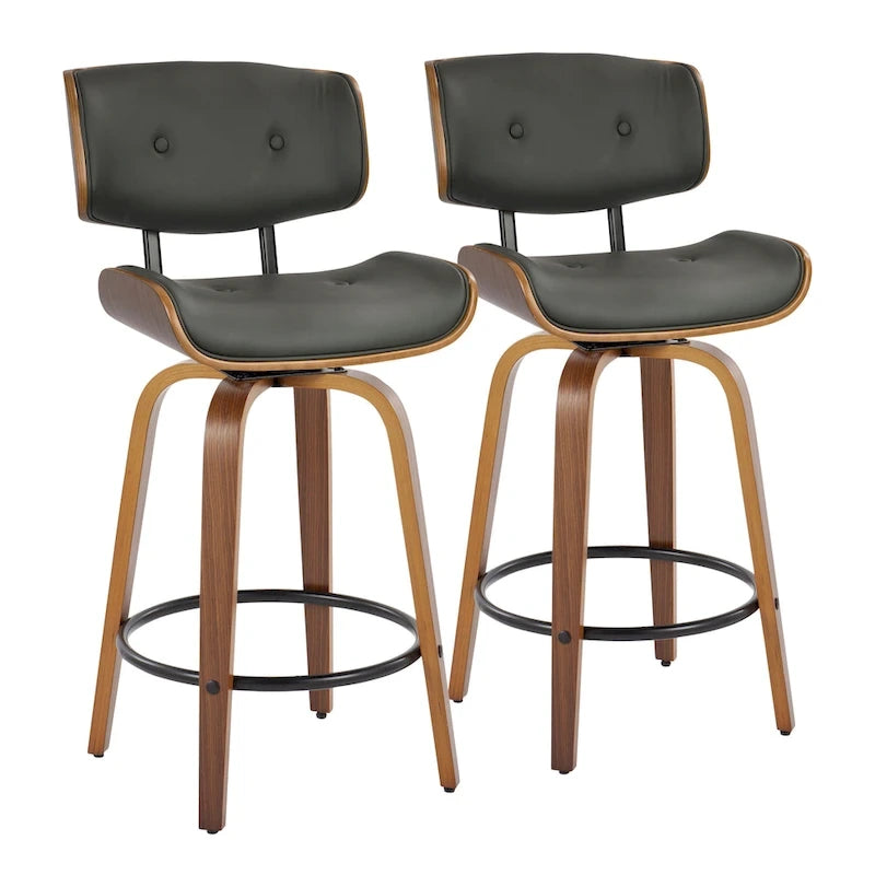 Tabouret de comptoir Carson Carrington Leksand 26 à hauteur fixe avec pieds en bois courbé (lot de 2)