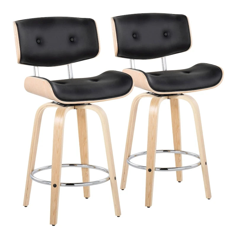 Tabouret de comptoir Carson Carrington Leksand 26 à hauteur fixe avec pieds en bois courbé (lot de 2)