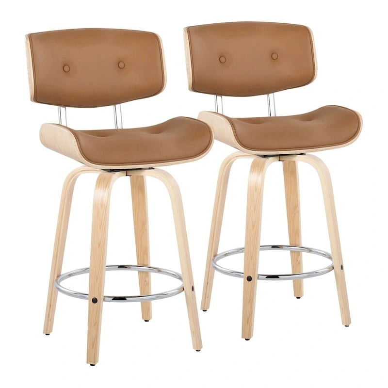 Tabouret de comptoir Carson Carrington Leksand 26 à hauteur fixe avec pieds en bois courbé (lot de 2)