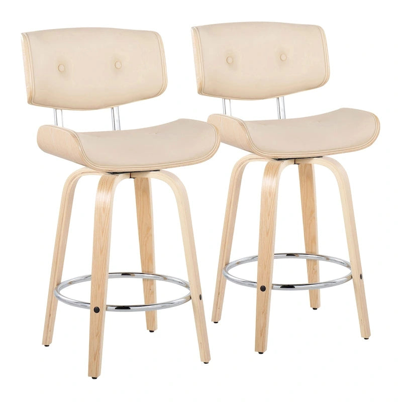 Tabouret de comptoir Carson Carrington Leksand 26 à hauteur fixe avec pieds en bois courbé (lot de 2)