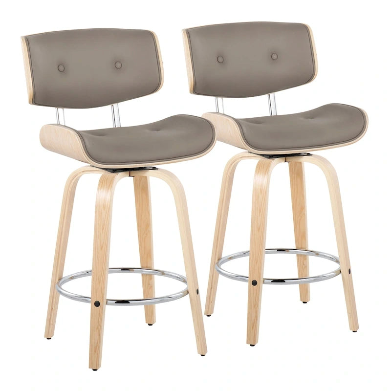 Tabouret de comptoir Carson Carrington Leksand 26 à hauteur fixe avec pieds en bois courbé (lot de 2)