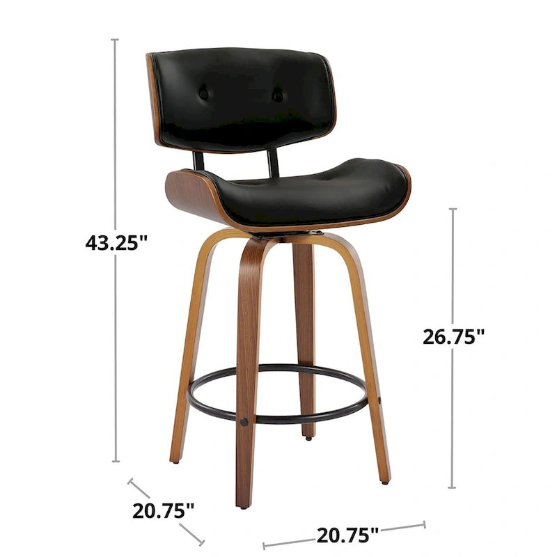 Tabouret de comptoir Carson Carrington Leksand 26 à hauteur fixe avec pieds en bois courbé (lot de 2)