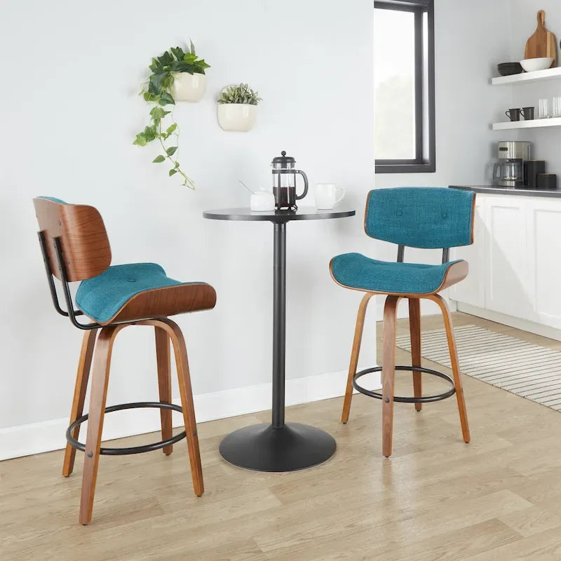 Tabouret de comptoir Carson Carrington Leksand 26 à hauteur fixe avec pieds en bois courbé (lot de 2)