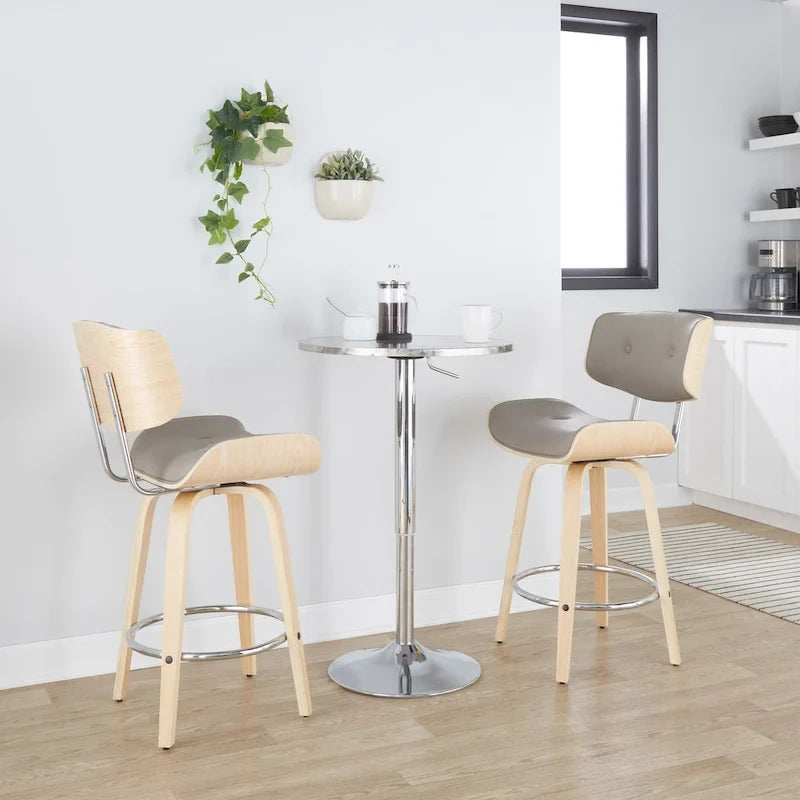 Tabouret de comptoir Carson Carrington Leksand 26 à hauteur fixe avec pieds en bois courbé (lot de 2)