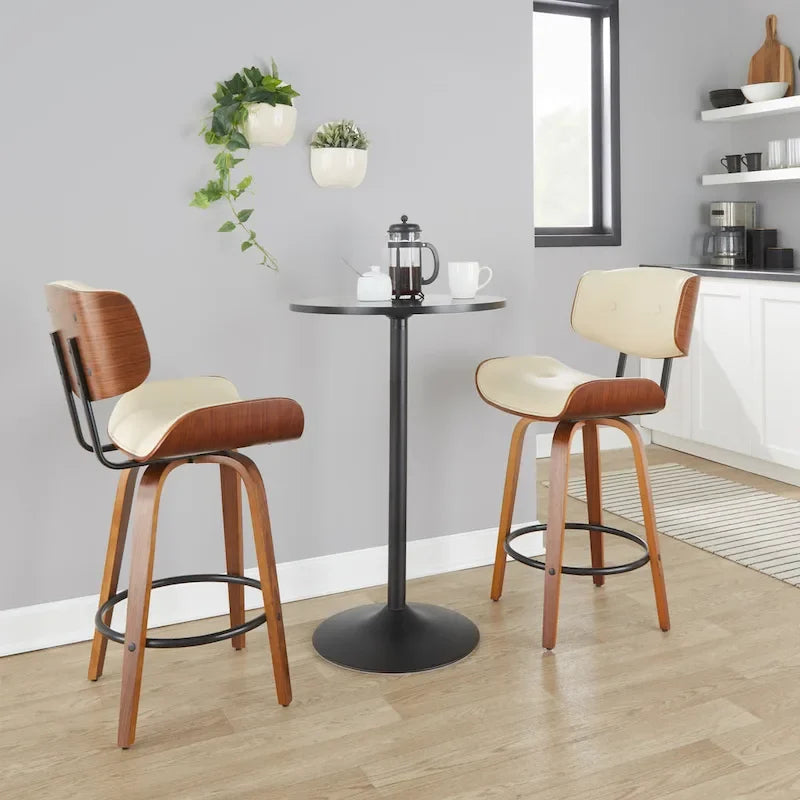 Tabouret de comptoir Carson Carrington Leksand 26 à hauteur fixe avec pieds en bois courbé (lot de 2)