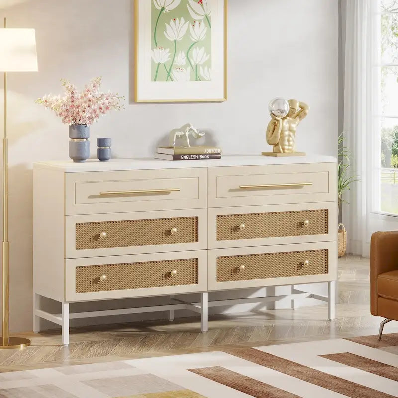Commode moderne, commodes de 6 tiroirs pour chambre à coucher