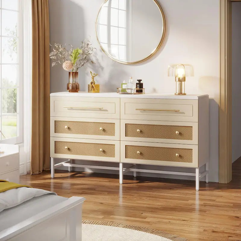 Commode moderne, commodes de 6 tiroirs pour chambre à coucher