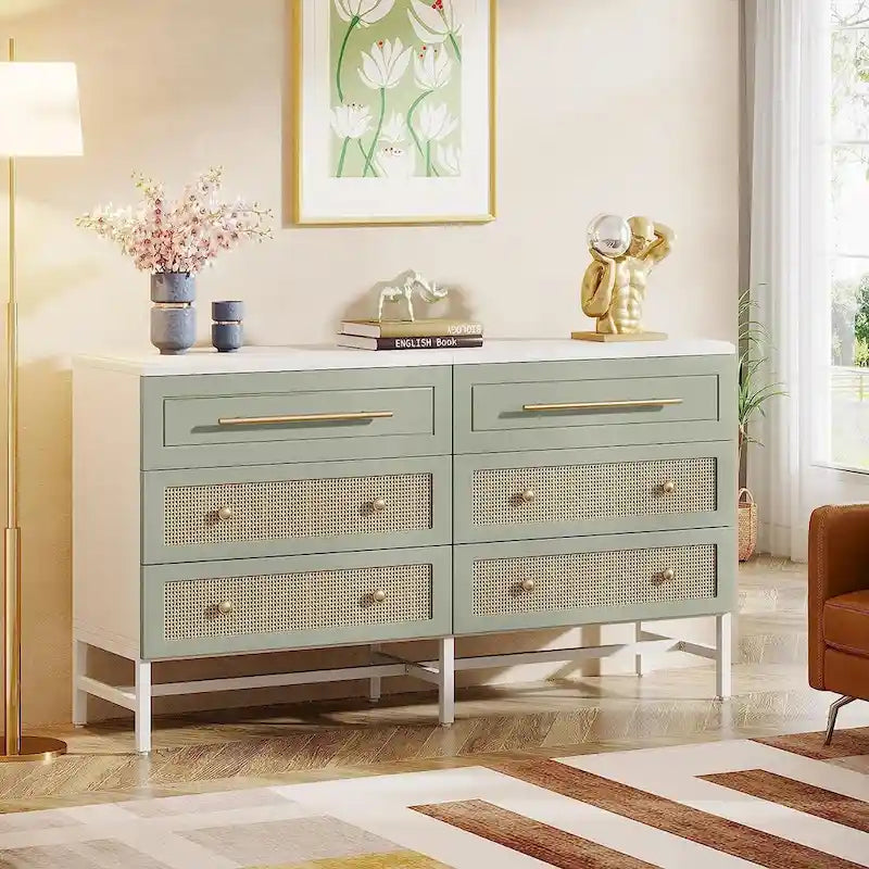 Commode moderne, commodes de 6 tiroirs pour chambre à coucher