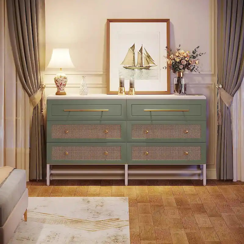 Commode moderne, commodes de 6 tiroirs pour chambre à coucher