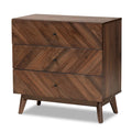 Commode de rangement à 3 tiroirs en bois de noyer de style moderne du milieu du siècle Hartman
