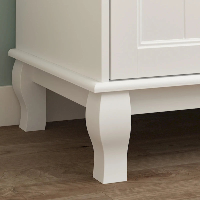 Armoire blanche laquée en bois composite pour chambre à coucher