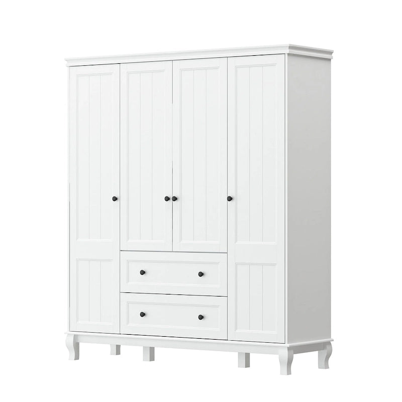 Armoire blanche laquée en bois composite pour chambre à coucher