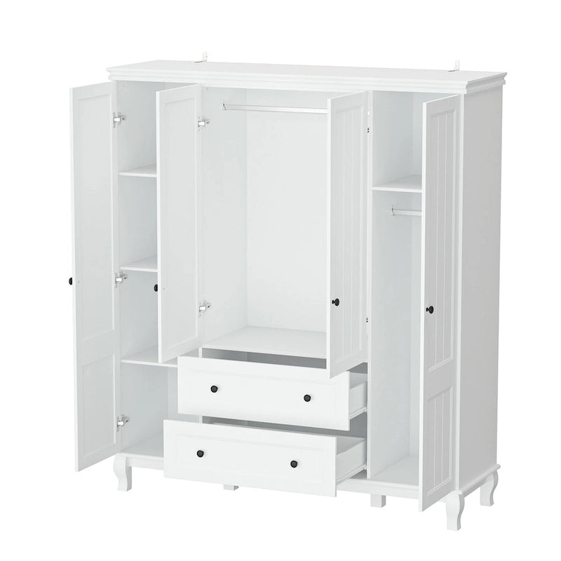 Armoire blanche laquée en bois composite pour chambre à coucher