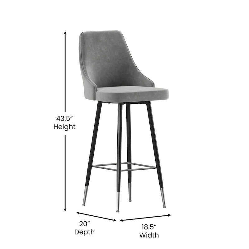 Tabouret de bar commercial LeatherSoft avec pieds et repose-pieds en métal - Lot de 2 - 18,5W x 20P x 43,25H