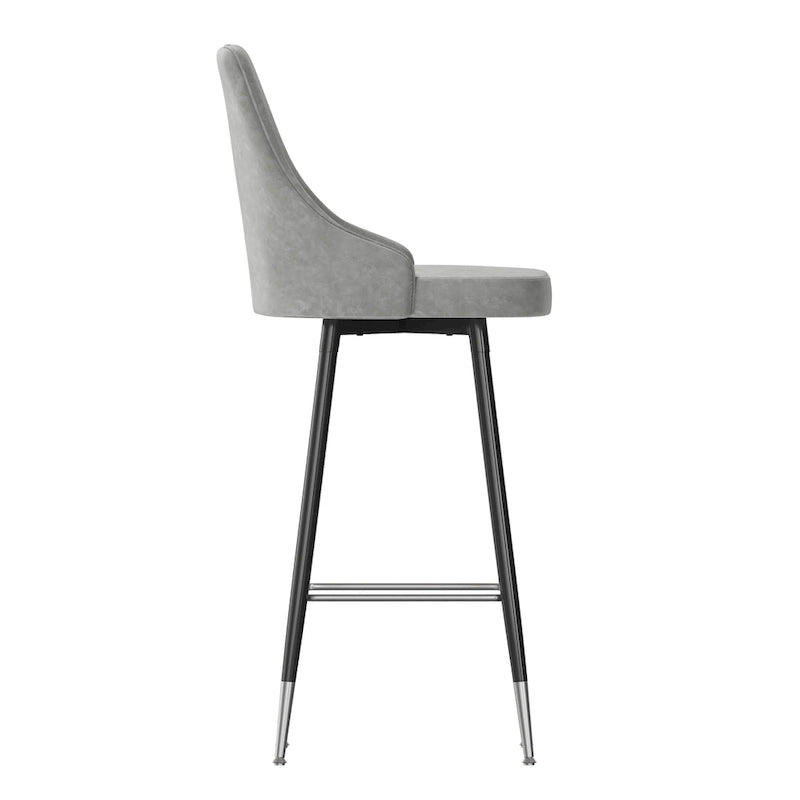 Tabouret de bar commercial LeatherSoft avec pieds et repose-pieds en métal - Lot de 2 - 18,5W x 20P x 43,25H
