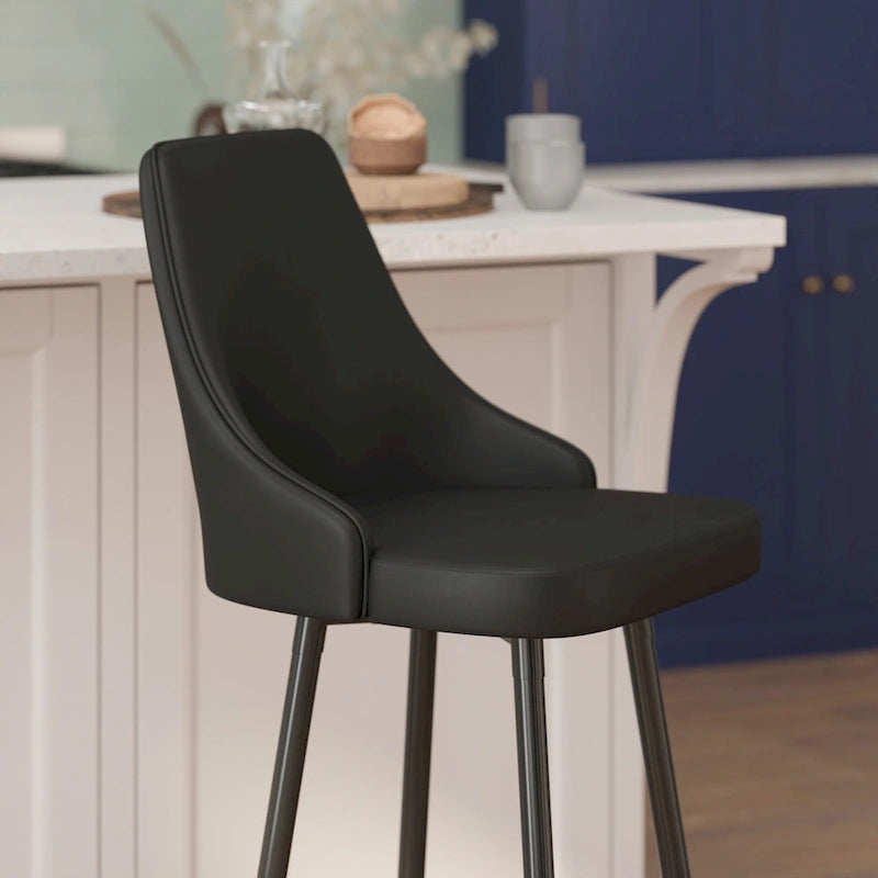 Tabouret de bar commercial LeatherSoft avec pieds et repose-pieds en métal - Lot de 2 - 18,5W x 20P x 43,25H