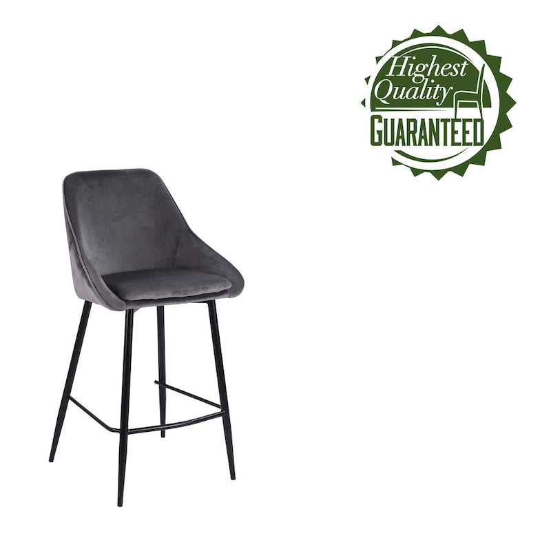 Paire de tabourets de comptoir Uva Porthos Home, revêtement velours, pieds en fer