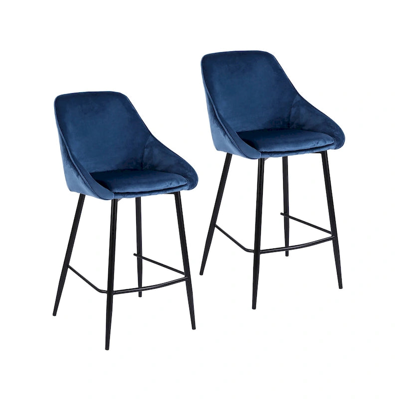 Paire de tabourets de comptoir Uva Porthos Home, revêtement velours, pieds en fer