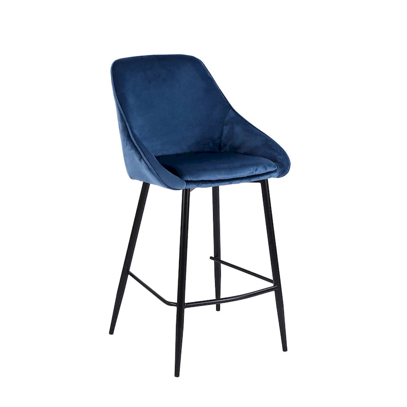 Paire de tabourets de comptoir Uva Porthos Home, revêtement velours, pieds en fer