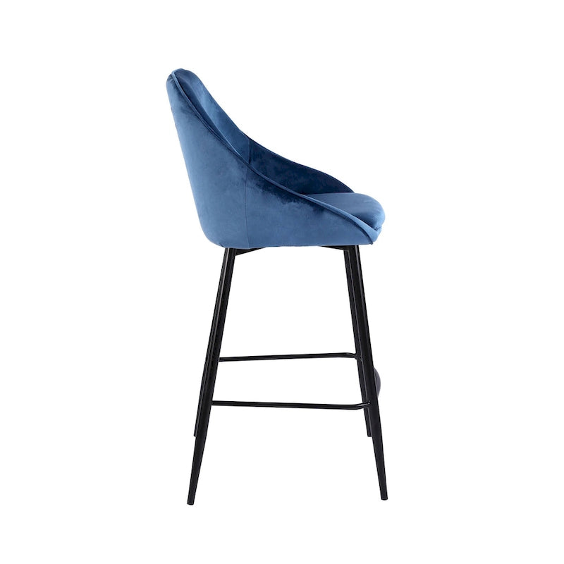 Paire de tabourets de comptoir Uva Porthos Home, revêtement velours, pieds en fer
