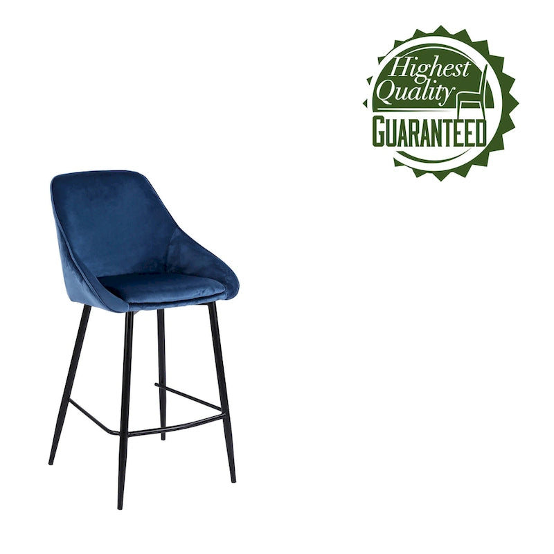Paire de tabourets de comptoir Uva Porthos Home, revêtement velours, pieds en fer