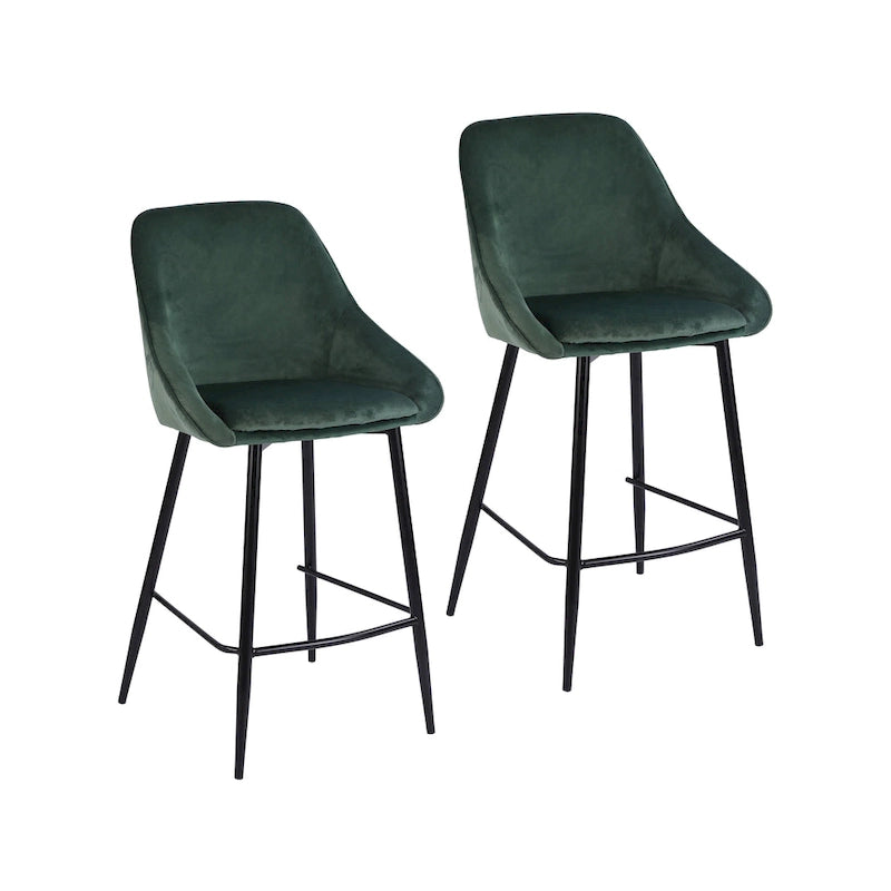 Paire de tabourets de comptoir Uva Porthos Home, revêtement velours, pieds en fer