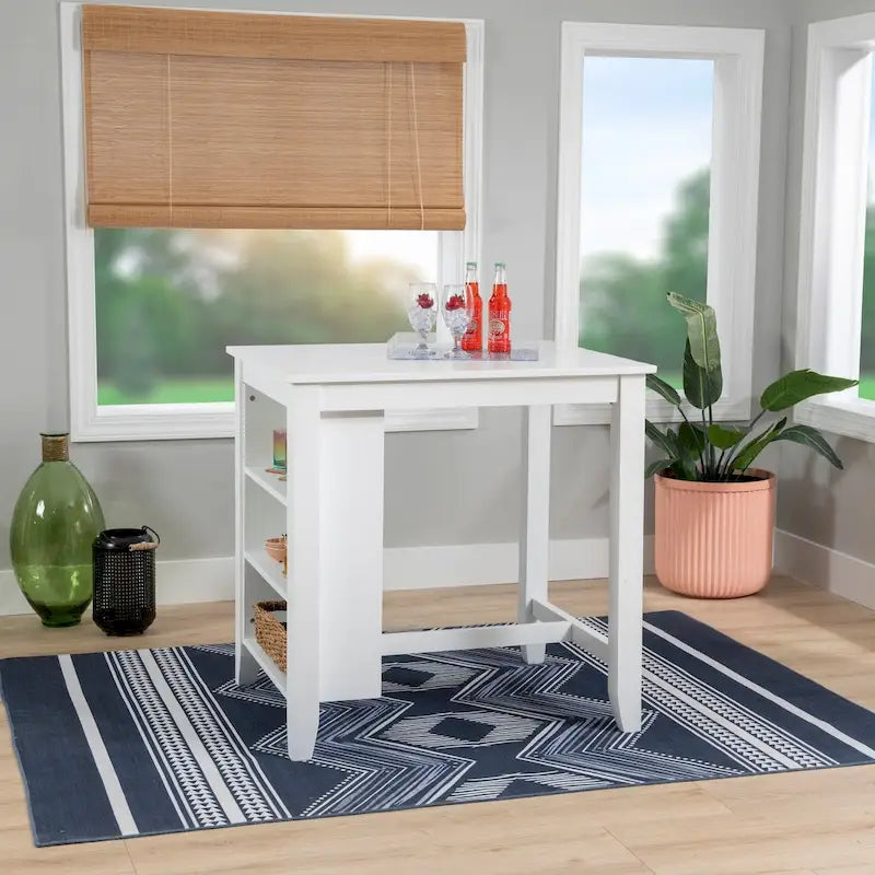 Table gain de place Catron, hauteur comptoir, blanche