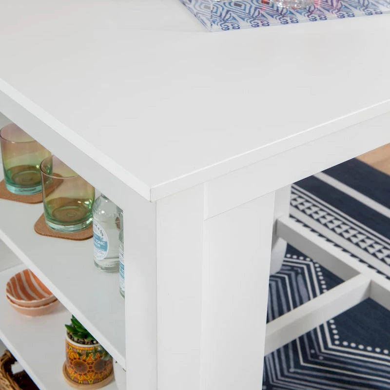 Table gain de place Catron, hauteur comptoir, blanche
