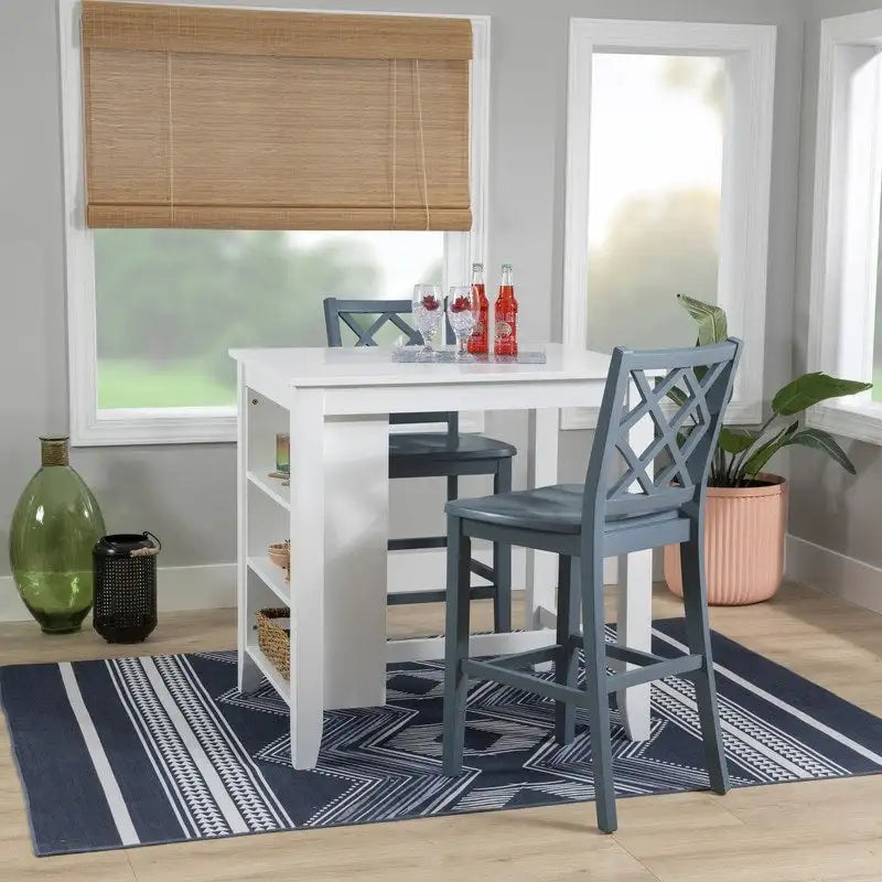 Table gain de place Catron, hauteur comptoir, blanche