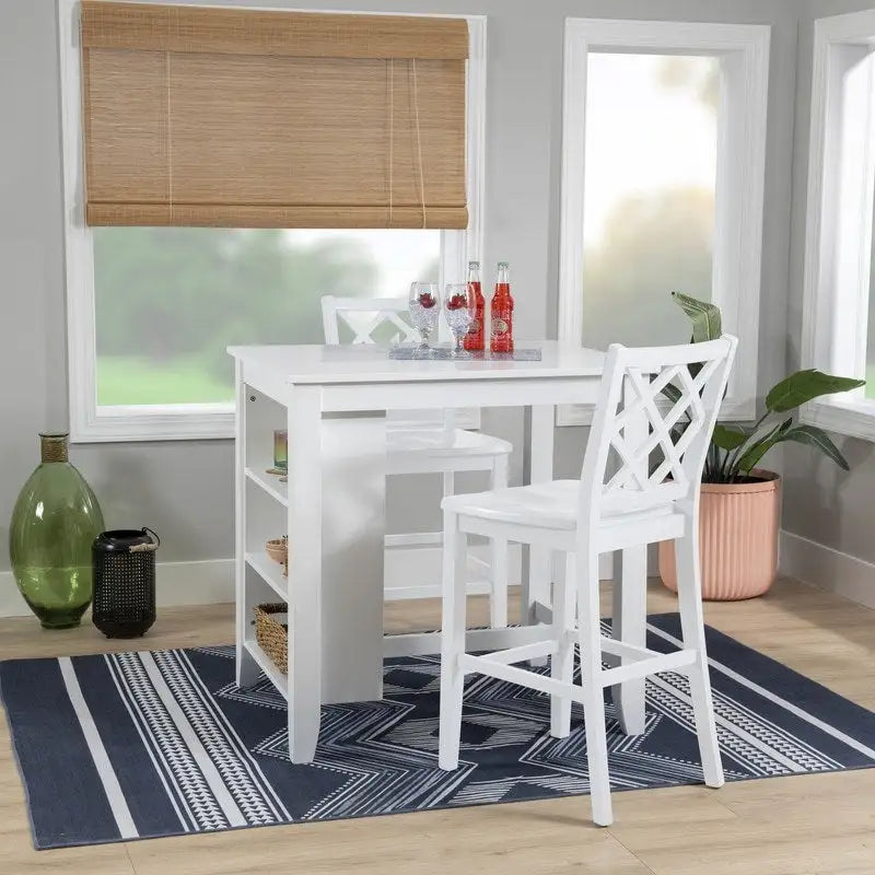 Table gain de place Catron, hauteur comptoir, blanche