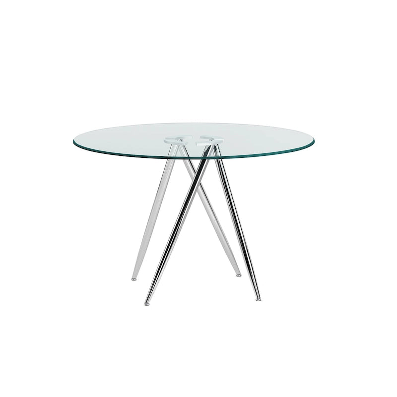 Table ronde en verre Somette Benz 47 avec base fuselée Art Déco
