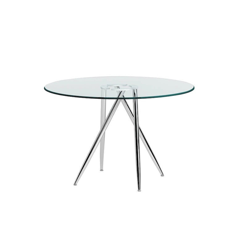 Table ronde en verre Somette Benz 47 avec base fuselée Art Déco
