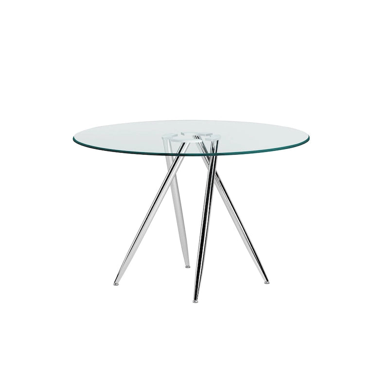 Table ronde en verre Somette Benz 47 avec base fuselée Art Déco