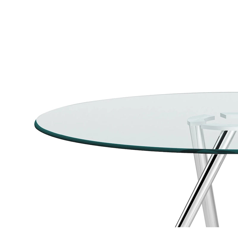 Table ronde en verre Somette Benz 47 avec base fuselée Art Déco