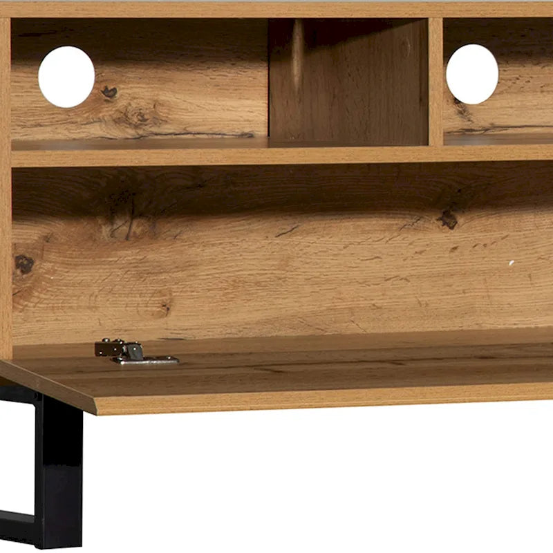 Meuble TV moderne pour téléviseur 80 pouces avec double espace de rangement