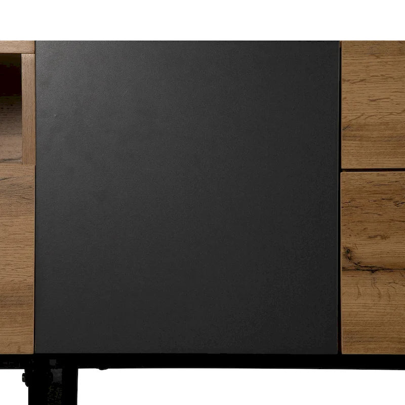 Meuble TV moderne pour téléviseur 80 pouces avec double espace de rangement