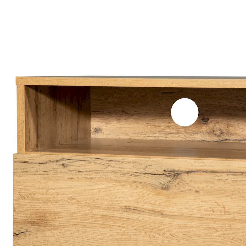 Meuble TV moderne pour téléviseur 80 pouces avec double espace de rangement