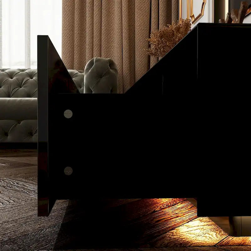 Meuble TV luxueux et spacieux avec accents dorés - 70,9