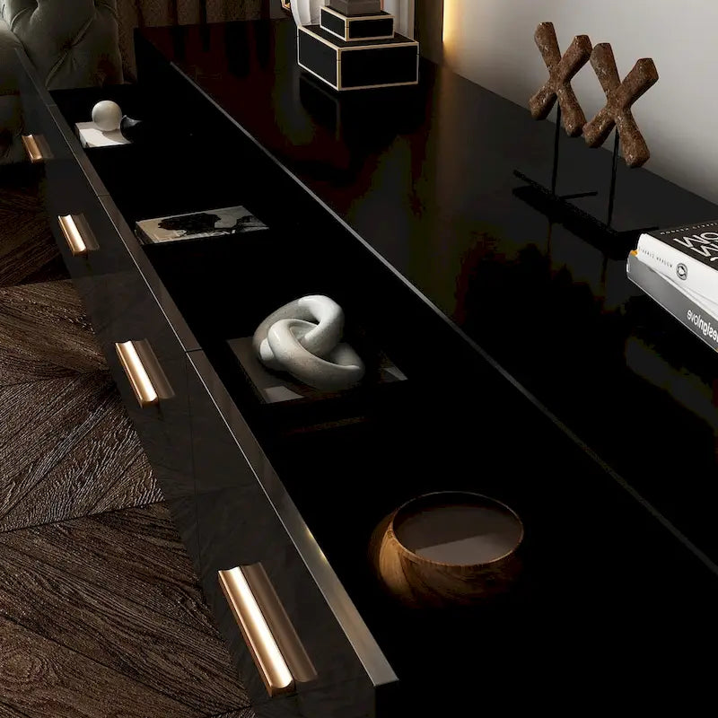 Meuble TV luxueux et spacieux avec accents dorés - 70,9