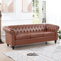 Canapé Chesterfield en similicuir à accoudoirs roulés et coussins amovibles