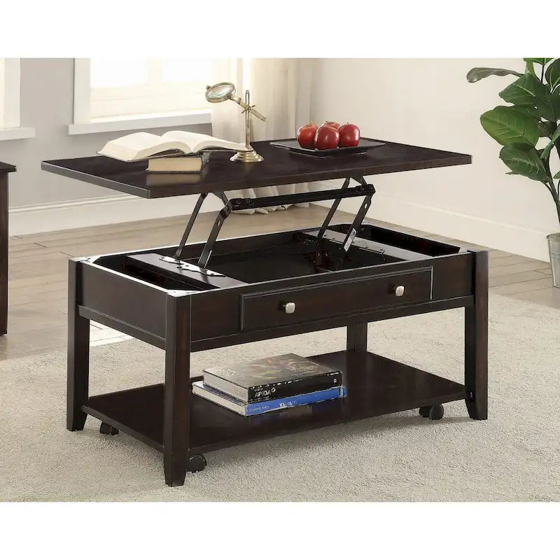 Table basse relevable rectangulaire en noyer