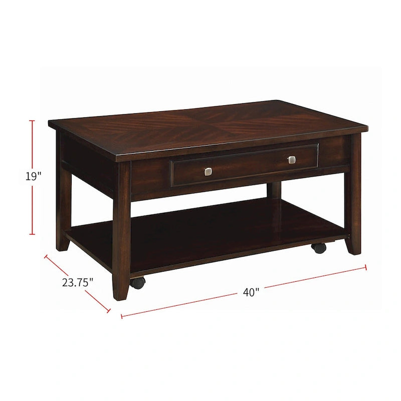 Table basse relevable rectangulaire en noyer