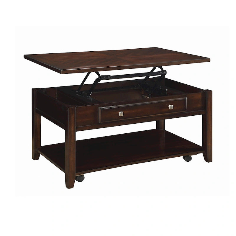 Table basse relevable rectangulaire en noyer