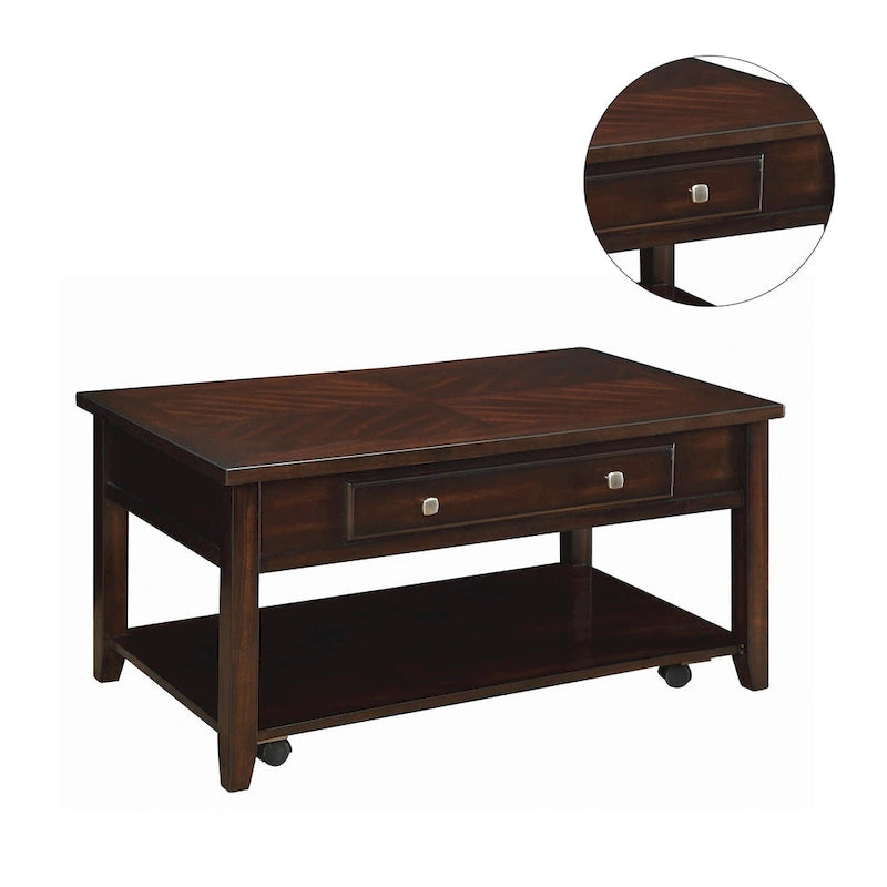 Table basse relevable rectangulaire en noyer