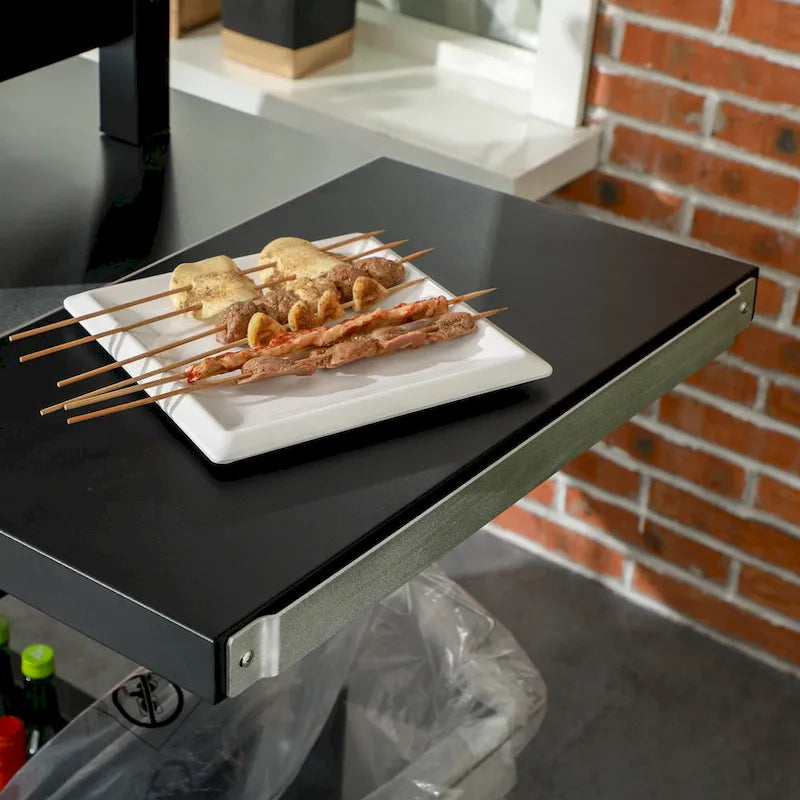 Chariot de barbecue d'extérieur à trois étagères Outsunny avec table d'appoint pliable, support de four à pizza multifonctionnel en acier inoxydable de 46 x 21,75 po