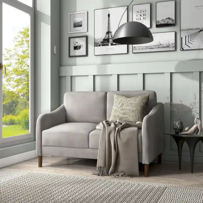 Causeuse DH BASIC Modern en velours de 52 po avec coussins