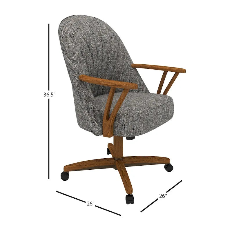 Chaise de salle à manger Chromcraft Cliff Caster en bois massif, finition châtaignier