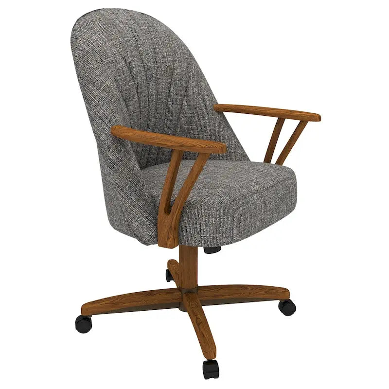 Chaise de salle à manger Chromcraft Cliff Caster en bois massif, finition châtaignier