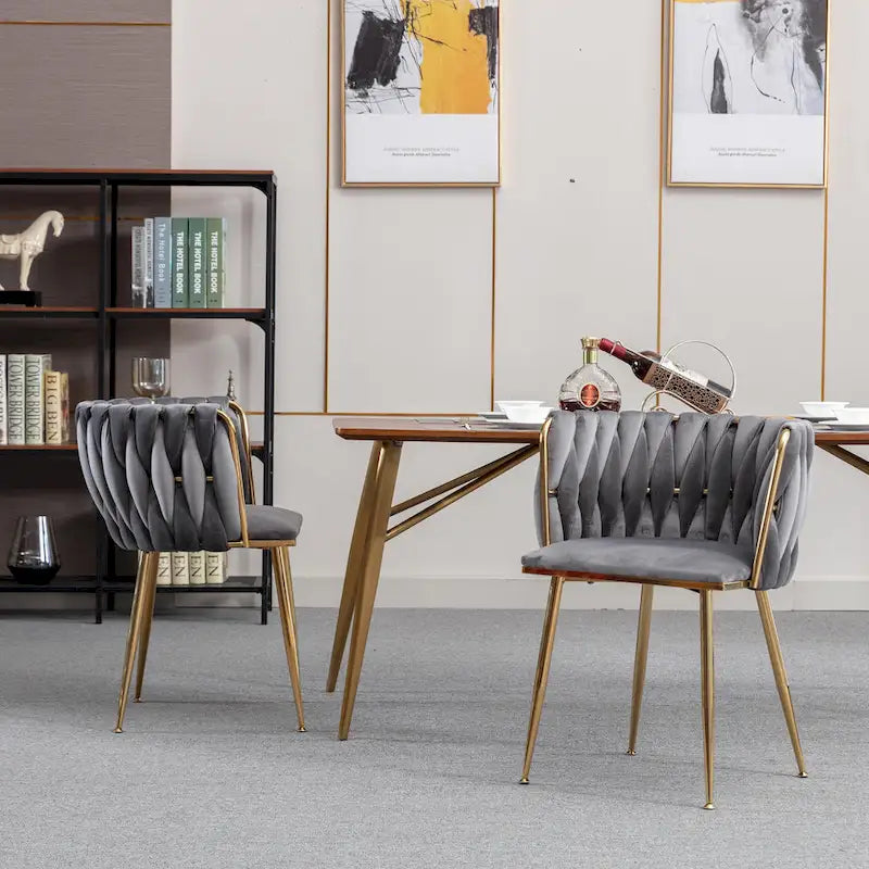 Chaise de salle à manger en velours au design moderne, lot de 2, gris