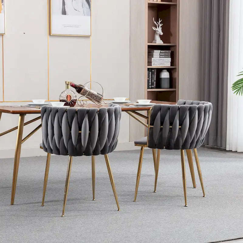 Chaise de salle à manger en velours au design moderne, lot de 2, gris